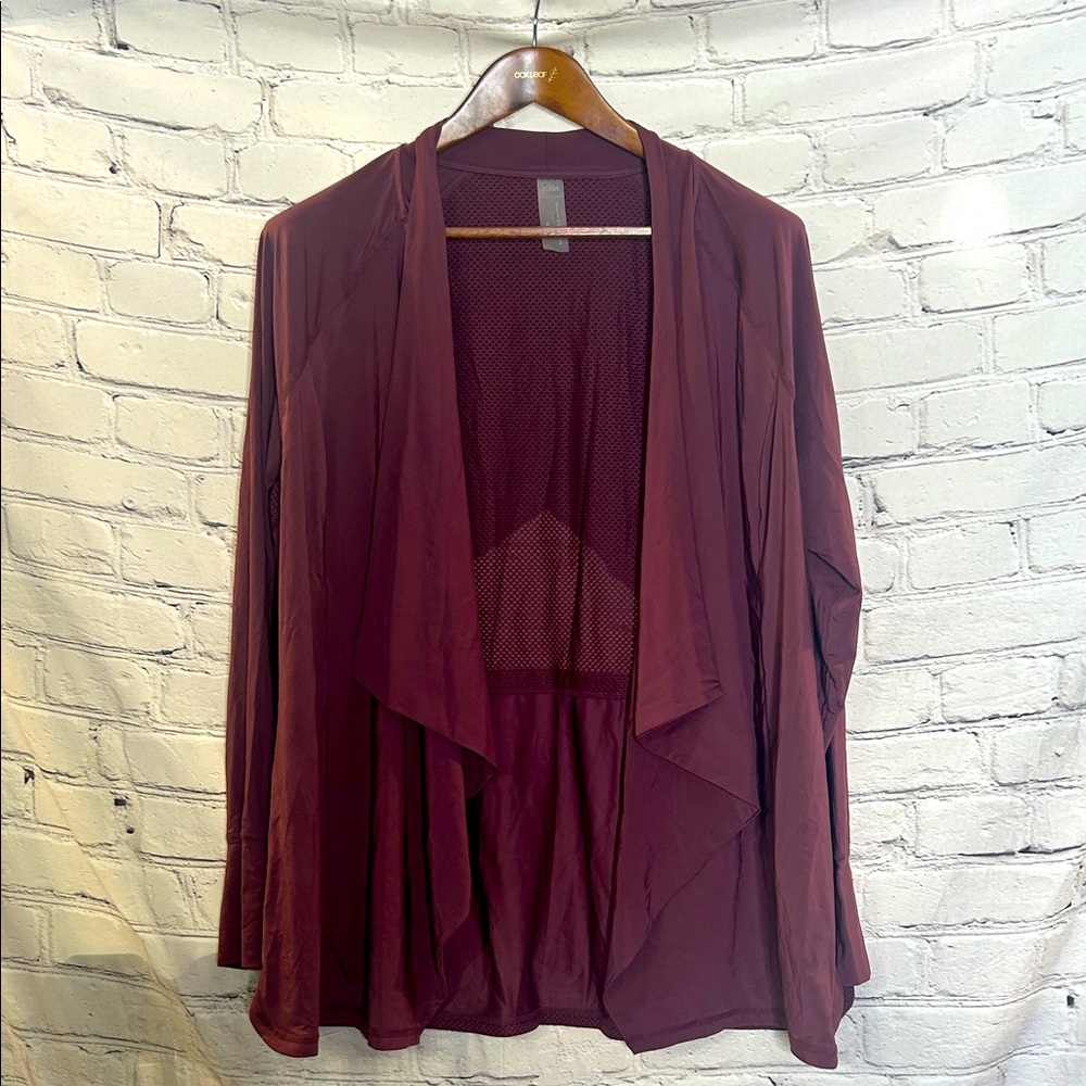 Zuba Burgundy Open Front Athletic Breathable Jacket Size 1X Excellent Condition